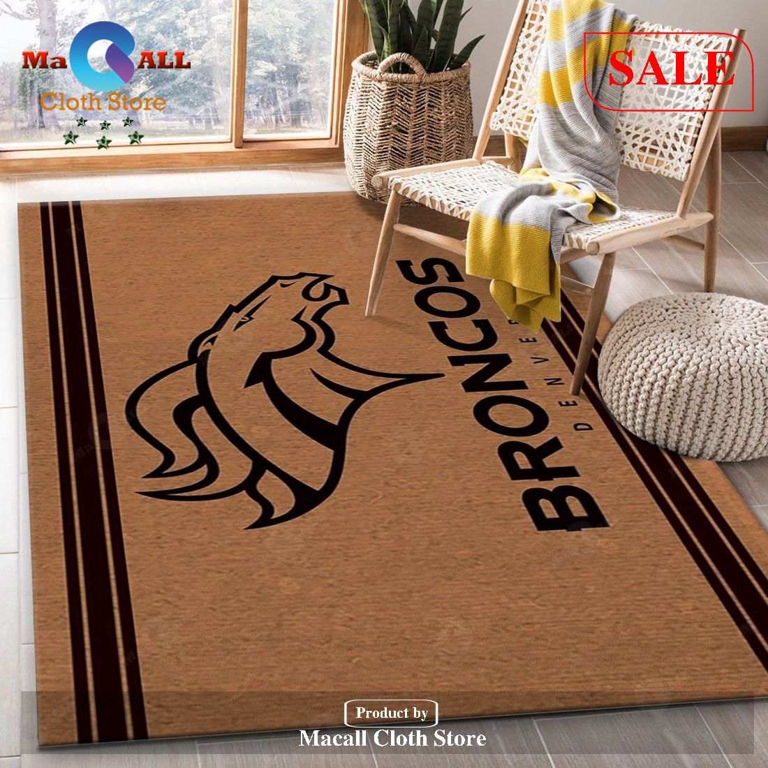 [SALE] Denver Broncos Brown Logo NFL Area Rug For Christmas, Kitchen Rug, Christmas Gift – Indoor Outdoor Rugs