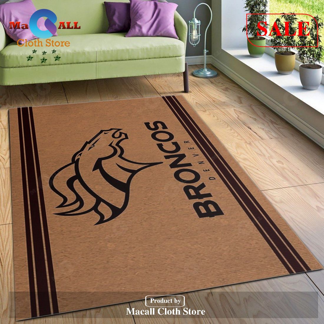 [SALE] Denver Broncos Brown Logo NFL Area Rug For Christmas, Kitchen Rug, Christmas Gift – Indoor Outdoor Rugs