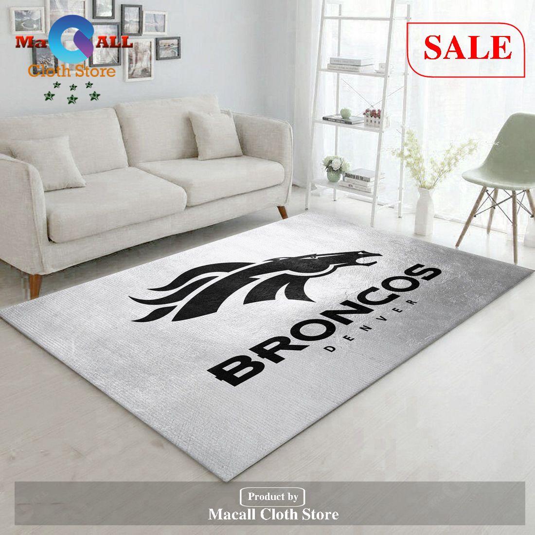 [SALE] Denver Broncos Silver NFL Team Logos Area Rug, Living Room Rug – Indoor Outdoor Rugs