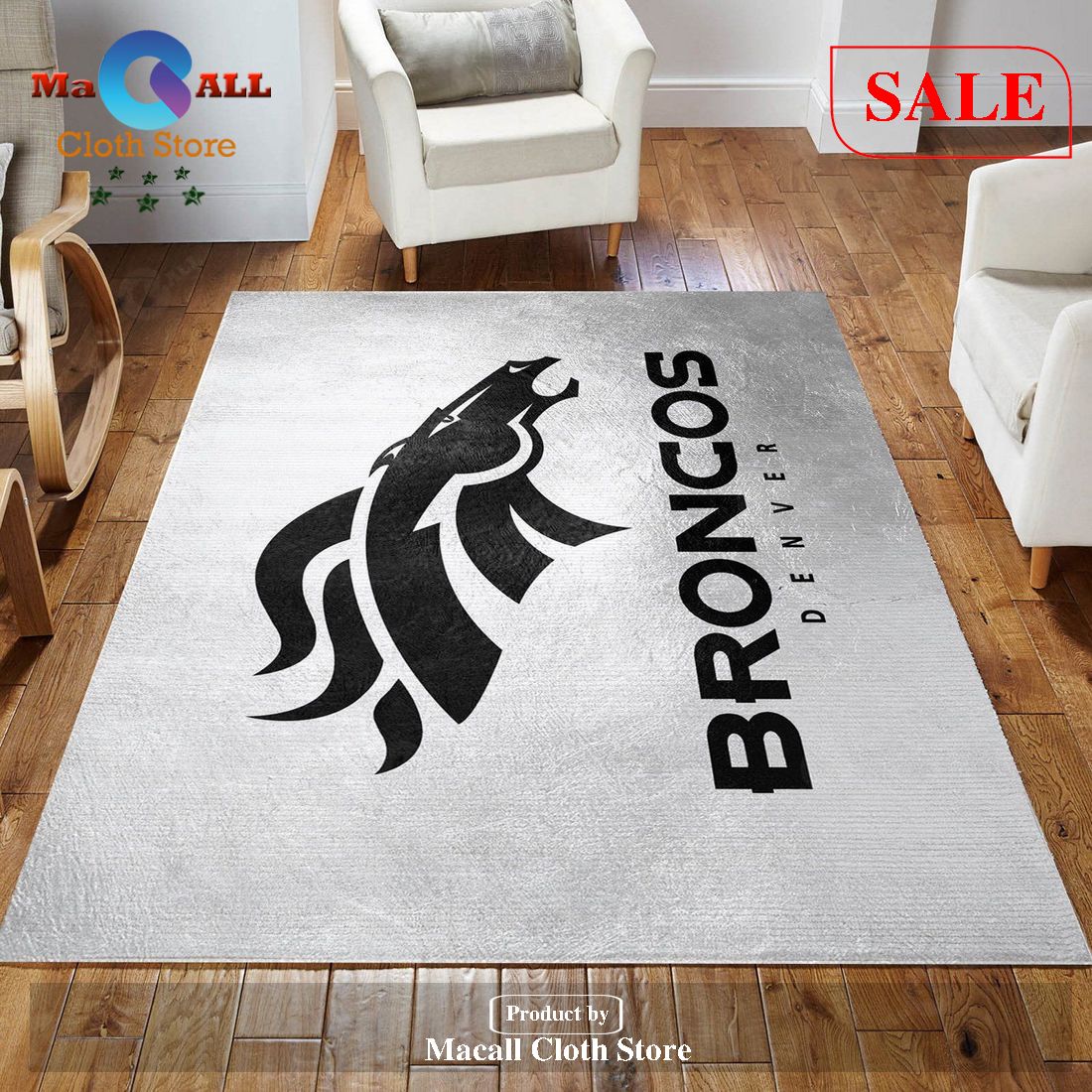 [SALE] Denver Broncos Silver NFL Team Logos Area Rug, Living Room Rug ...