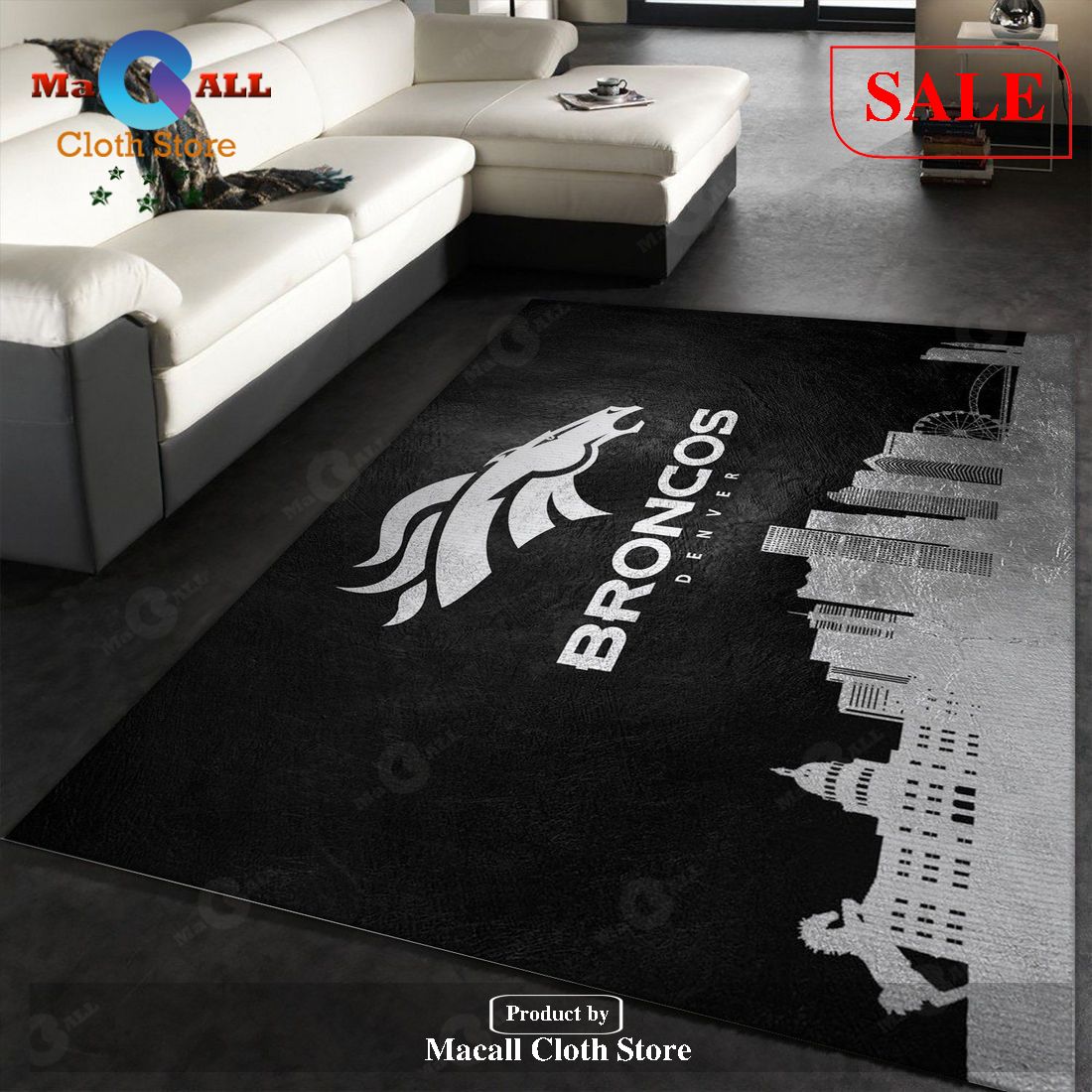 [SALE] Denver Broncos Skyline NFL Area Rug Carpet, Living room and bedroom Rug, Family Gift US Decor – Indoor Outdoor Rugs