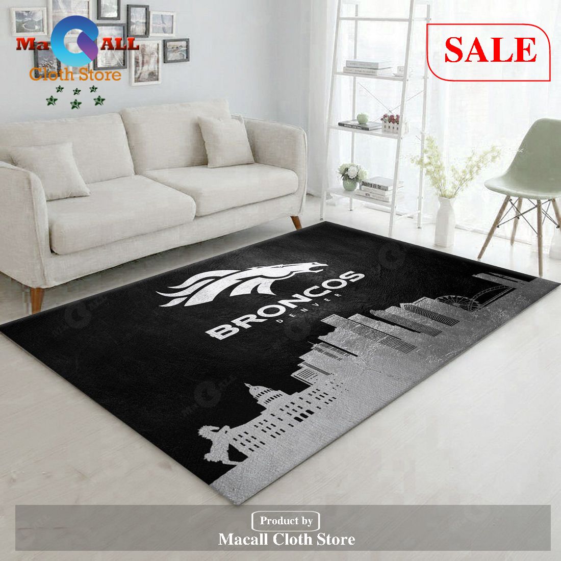 [SALE] Denver Broncos Skyline NFL Area Rug Carpet, Living room and bedroom Rug, Family Gift US Decor – Indoor Outdoor Rugs