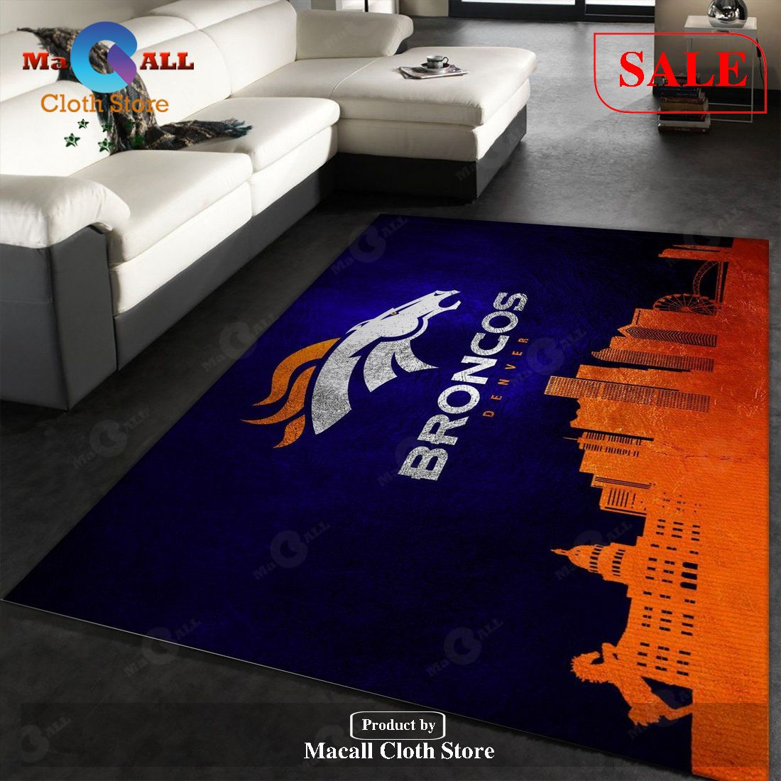[SALE] Denver Broncos Skyline NFL Area Rug Carpet, Living room and bedroom Rug, Home Decor Floor Decor – Indoor Outdoor Rugs