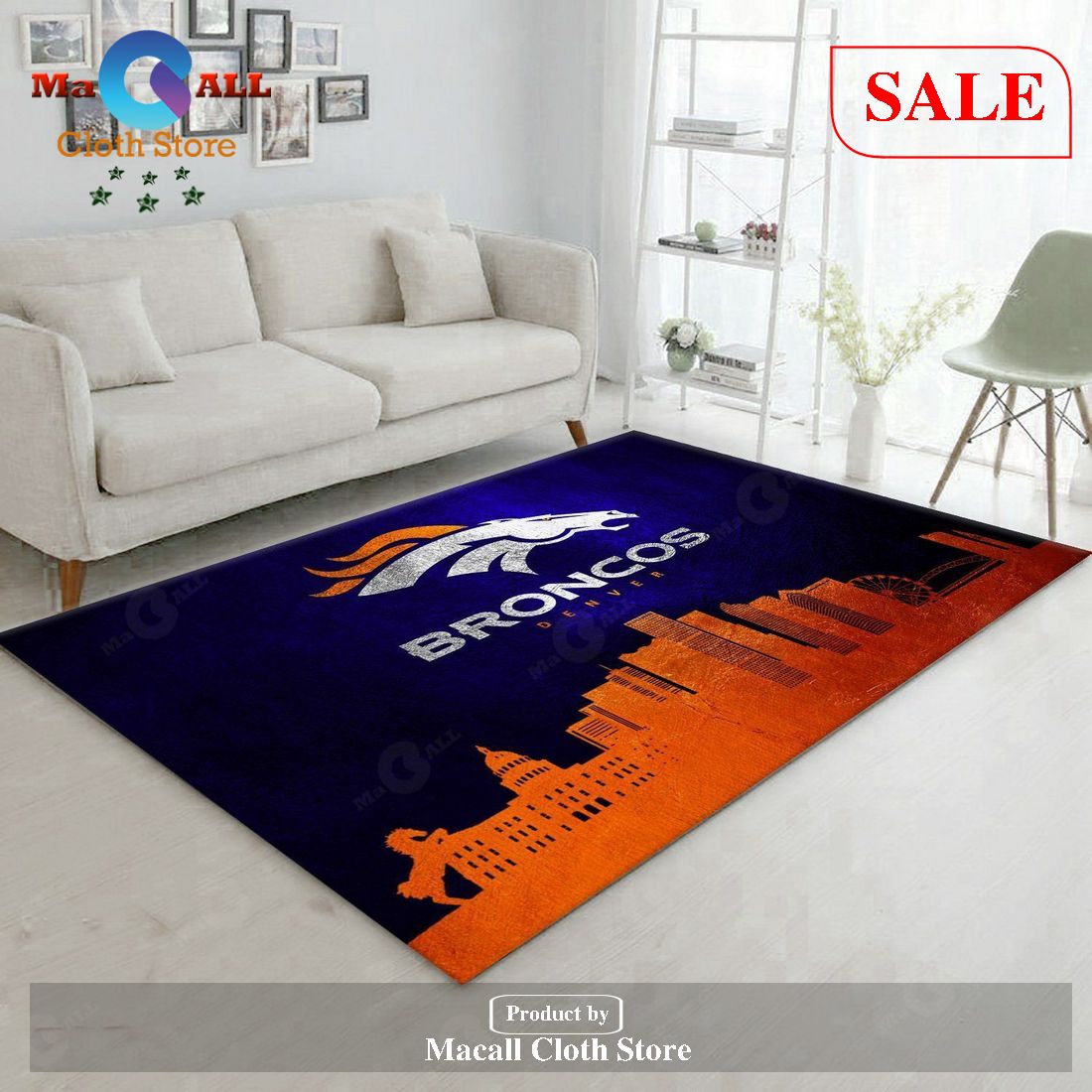 [SALE] Denver Broncos Skyline NFL Area Rug Carpet, Living room and bedroom Rug, Home Decor Floor Decor – Indoor Outdoor Rugs