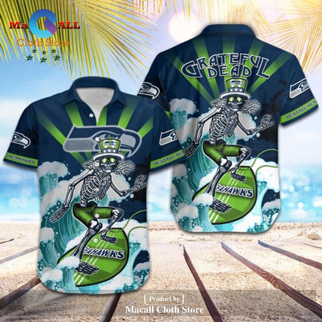 UNCW Seahawks Hawaiian Shirt, Shorts - LIMITED EDITION