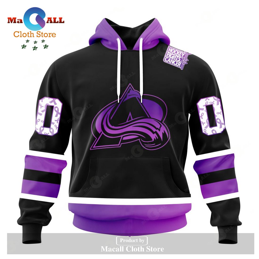 Personalized NHL Colorado Avalanche Special Black Hockey Fights Cancer Kits New Version Hoodie Sweatshirt 3D Personalized NHL Colorado Avalanche Special Black Hockey Fights Cancer Kits New Version Hoodie Sweatshirt 3D