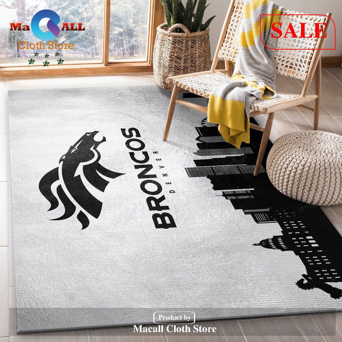 [SALE] Denver Broncos Skyline NFL Area Rug Carpet, Living Room Rug – Indoor Outdoor Rugs