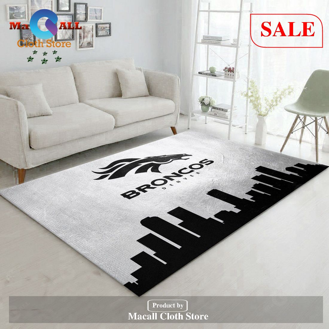 [SALE] Denver Broncos Skyline NFL Area Rug For Christmas, Living room and bedroom Rug, US Gift Decor – Indoor Outdoor Rugs