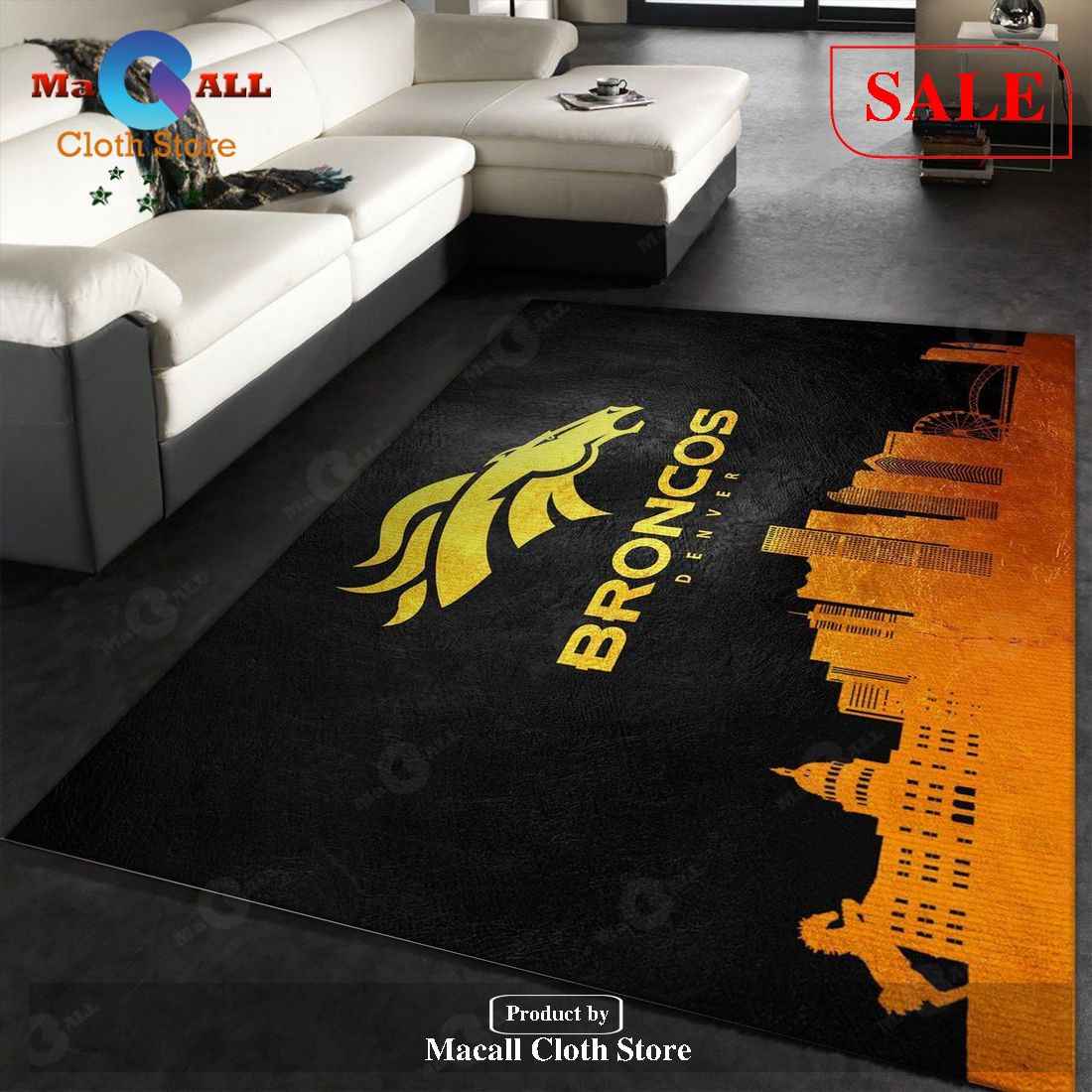 [SALE] Denver Broncos Skyline NFL Team Logos Area Rug, Living room and bedroom Rug, Christmas Gift US Decor – Indoor Outdoor Rugs
