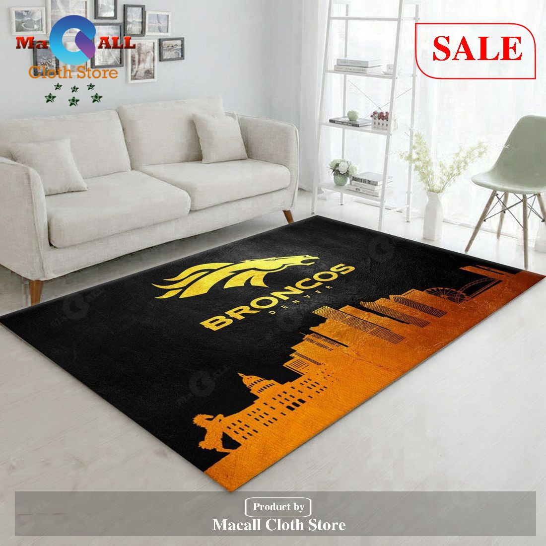 [SALE] Denver Broncos Skyline NFL Team Logos Area Rug, Living room and bedroom Rug, Christmas Gift US Decor – Indoor Outdoor Rugs