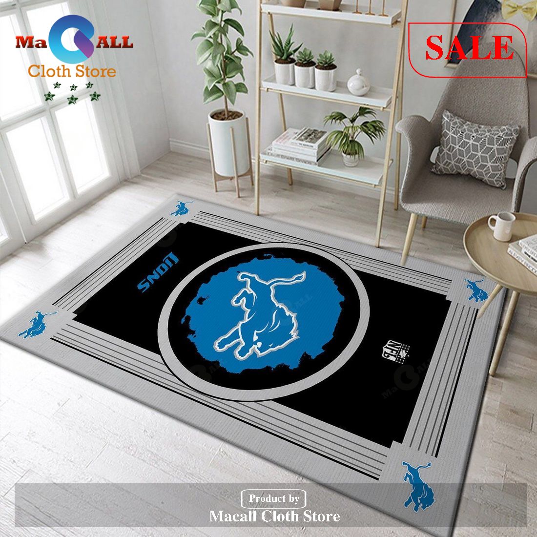 [SALE] Detroit Lions NFL Logo Style Area Rugs Living Room Carpet Floor Decor The US Decor – Indoor Outdoor Rugs