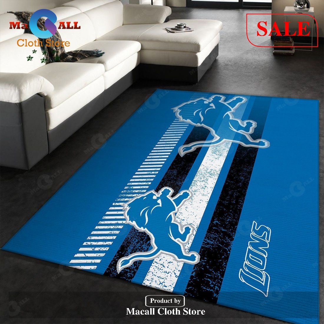 [SALE] Detroit Lions NFL Team Logo Nice Gift Home Decor Rectangle Area Rug – Indoor Outdoor Rugs