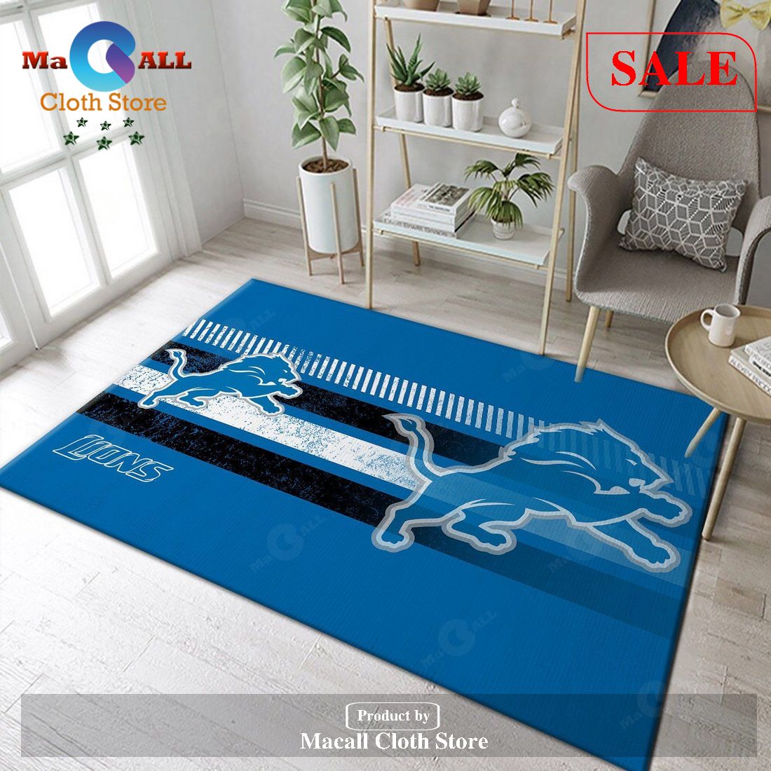 [SALE] Detroit Lions NFL Team Logo Nice Gift Home Decor Rectangle Area Rug – Indoor Outdoor Rugs