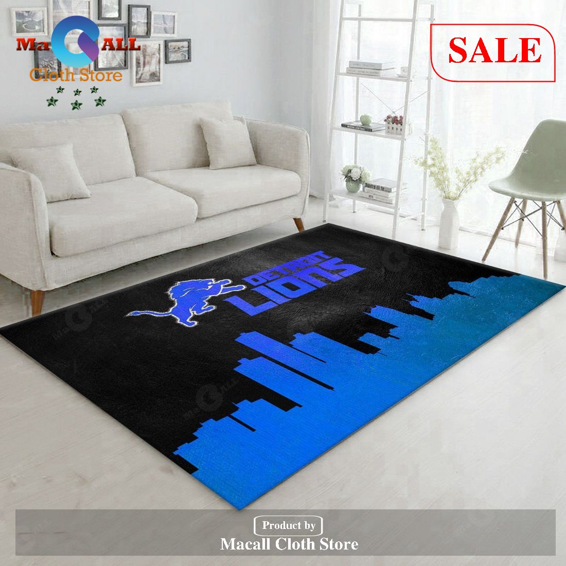 [SALE] Detroit Lions Skyline NFL Area Rug Carpet, Kitchen Rug – Indoor Outdoor Rugs