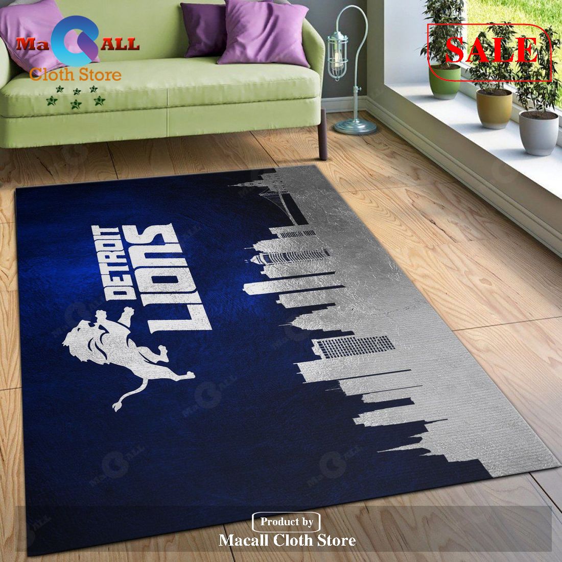[SALE] Detroit Lions Skyline NFL Team Logos Area Rug, Living Room Rug – Indoor Outdoor Rugs