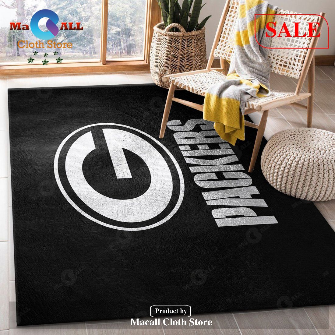 [SALE] Green Bay Packers Silver NFL Team Logos Area Rug, Living room and bedroom Rug, US Gift Decor – Indoor Outdoor Rugs
