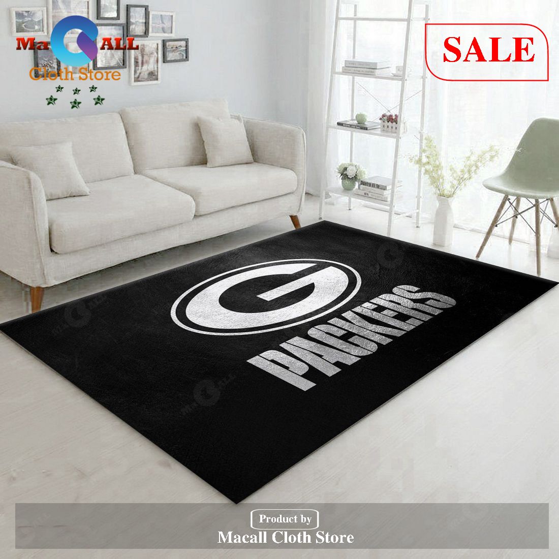 [SALE] Green Bay Packers Silver NFL Team Logos Area Rug, Living room and bedroom Rug, US Gift Decor – Indoor Outdoor Rugs
