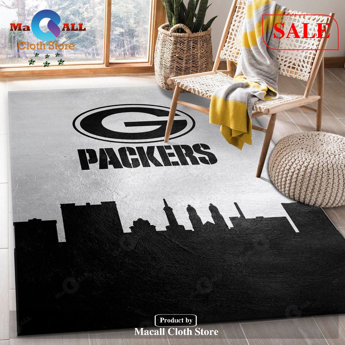 [SALE] Green Bay Packers Skyline NFL Area Rug For Christmas, Bedroom, Home US Decor – Indoor Outdoor Rugs