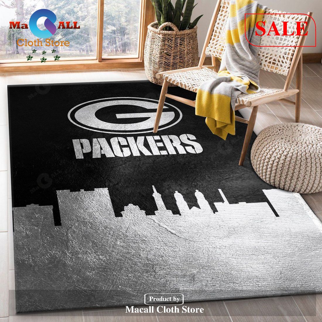 [SALE] Green Bay Packers Skyline NFL Area Rug For Christmas, Kitchen Rug, Christmas Gift US Decor – Indoor Outdoor Rugs