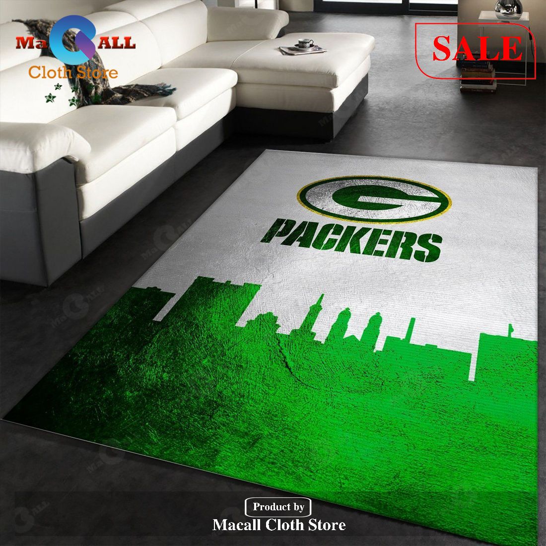 [SALE] Green Bay Packers Skyline NFL Team Logos Area Rug, Living room and bedroom Rug, Home Decor Floor Decor – Indoor Outdoor Rugs