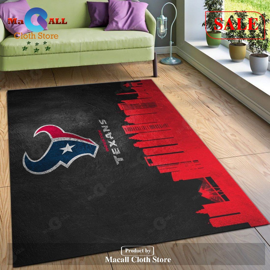 [SALE] Houston Texans Skyline NFL Area Rug, Living Room Rug – Indoor Outdoor Rugs