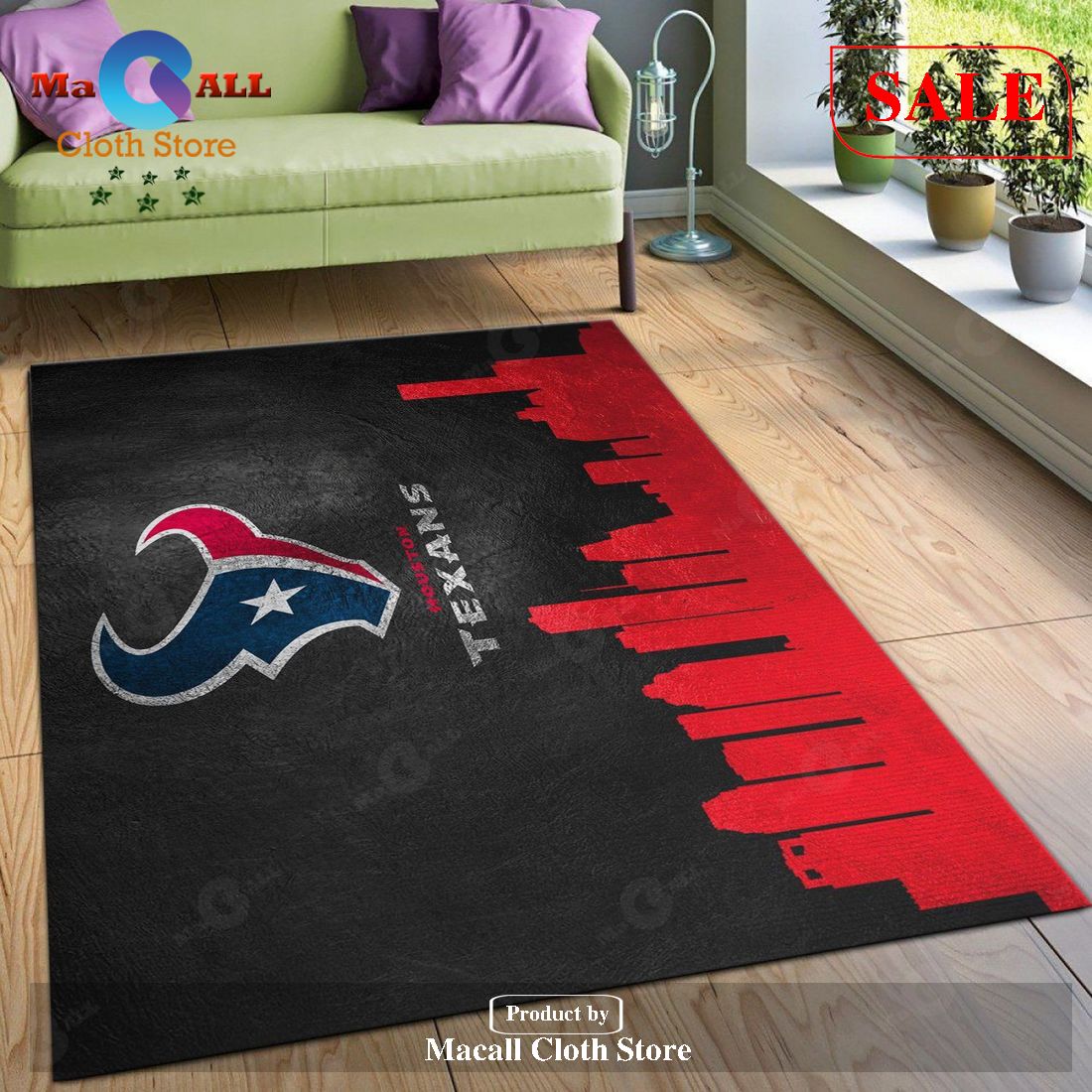[SALE] Houston Texans Skyline NFL Area Rug, Living Room Rug – Indoor Outdoor Rugs – KB21