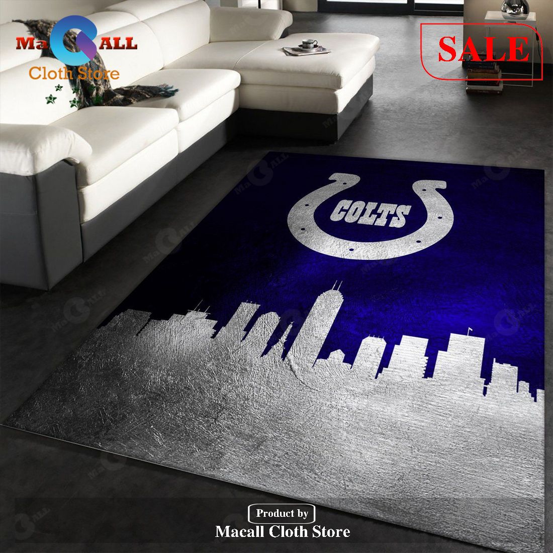 [SALE] Indiana Colts Skyline NFL Area Rug Carpet, Living room and bedroom Rug – Indoor Outdoor Rugs