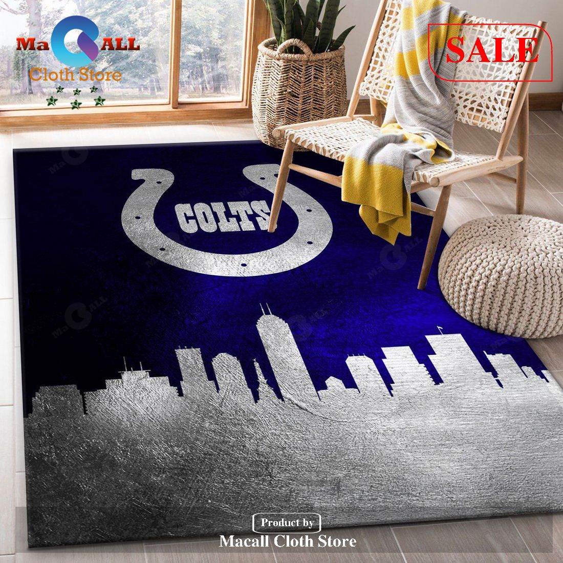 [SALE] Indiana Colts Skyline NFL Area Rug Carpet, Living room and bedroom Rug – Indoor Outdoor Rugs