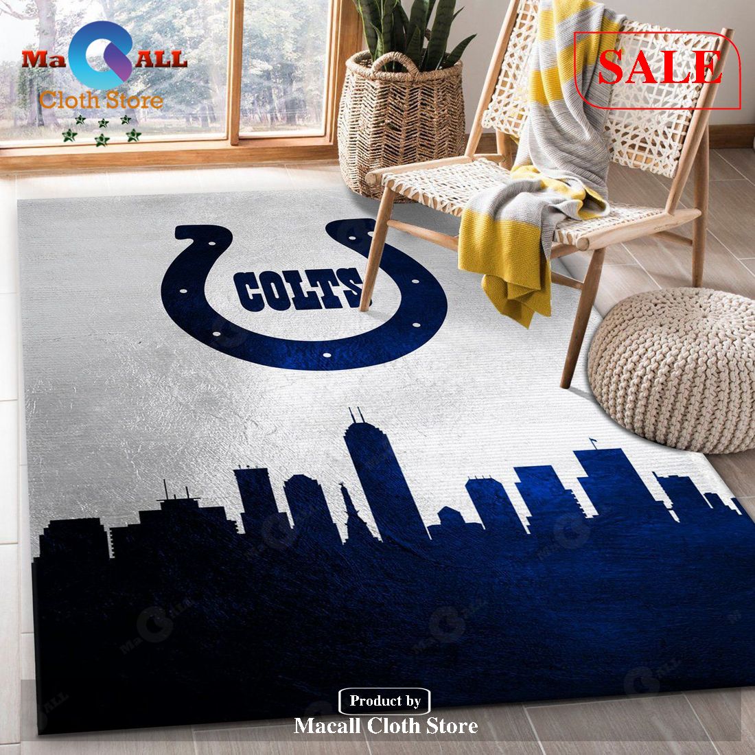 [SALE] Indiana Colts Skyline NFL Area Rug, Bedroom – Indoor Outdoor Rugs