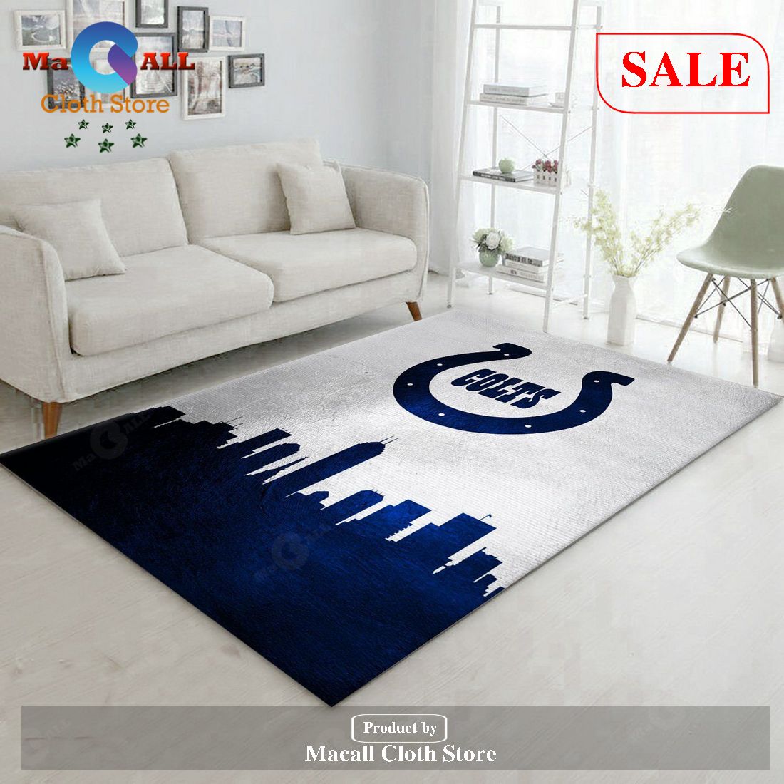 [SALE] Indiana Colts Skyline NFL Area Rug, Bedroom – Indoor Outdoor Rugs