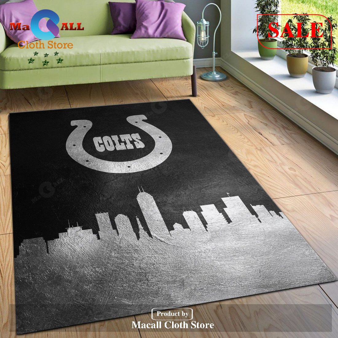 [SALE] Indiana Colts Skyline NFL Area Rug, Bedroom – Indoor Outdoor Rugs – 3131
