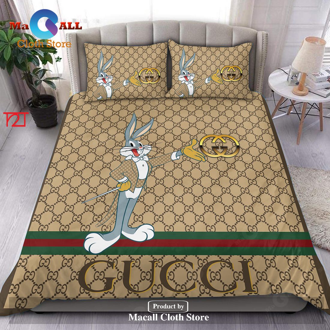 Bunny and Gucci Mixing Trending Style Bedding Sets, Bedroom Sets LIMITED EDITION