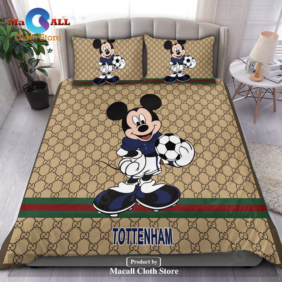Tottenham Gucci Mickey Mixing Trending Style Bedding Sets, Bedroom Sets LIMITED EDITION