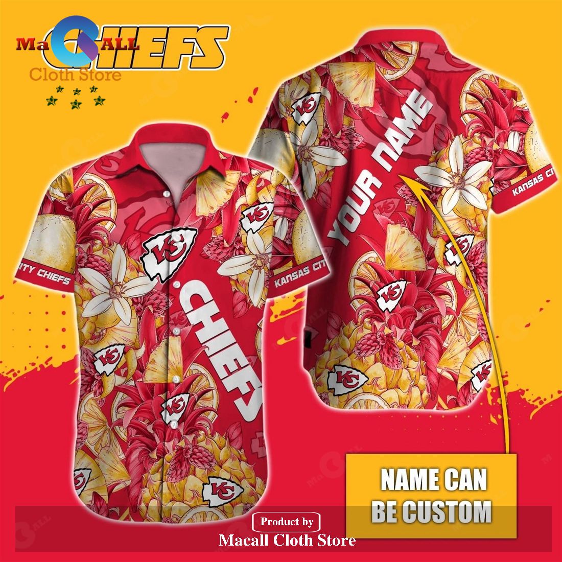 KC Chiefs Logo Men's Hawaiian Shirt, Kansas City Chiefs Clothing