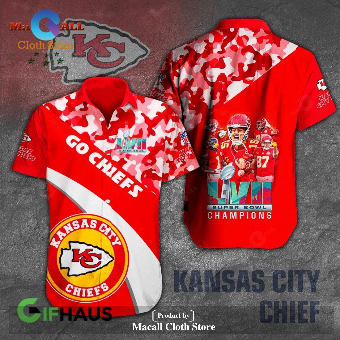Kansas City Chiefs Super Bowl Hawaiian Shirt and Short V4 Size - Macall ...