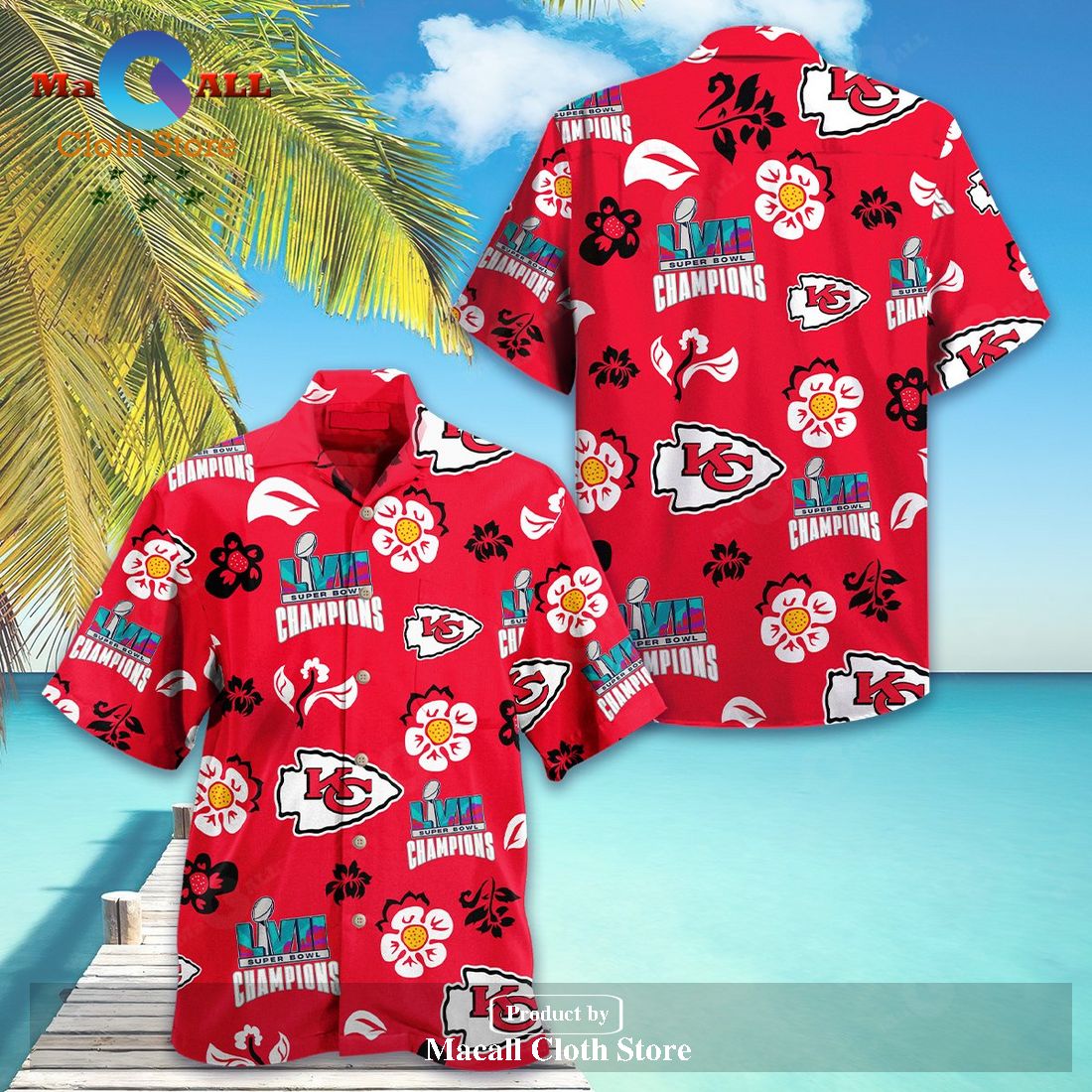 Kansas City Chiefs Super Bowl NFL Football Team LVII Hawaiian Shirt and Short V2 Plus Size Kansas City Chiefs Super Bowl NFL Football Team LVII Hawaiian Shirt and Short V2 Plus Size