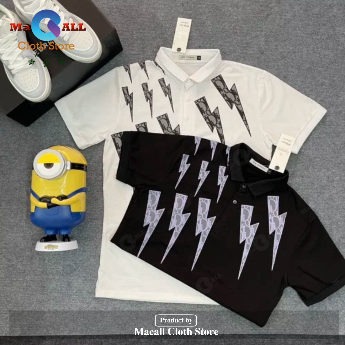 Christian Dior Thunder Effect Style For Men Black Dior Polo Shirt
