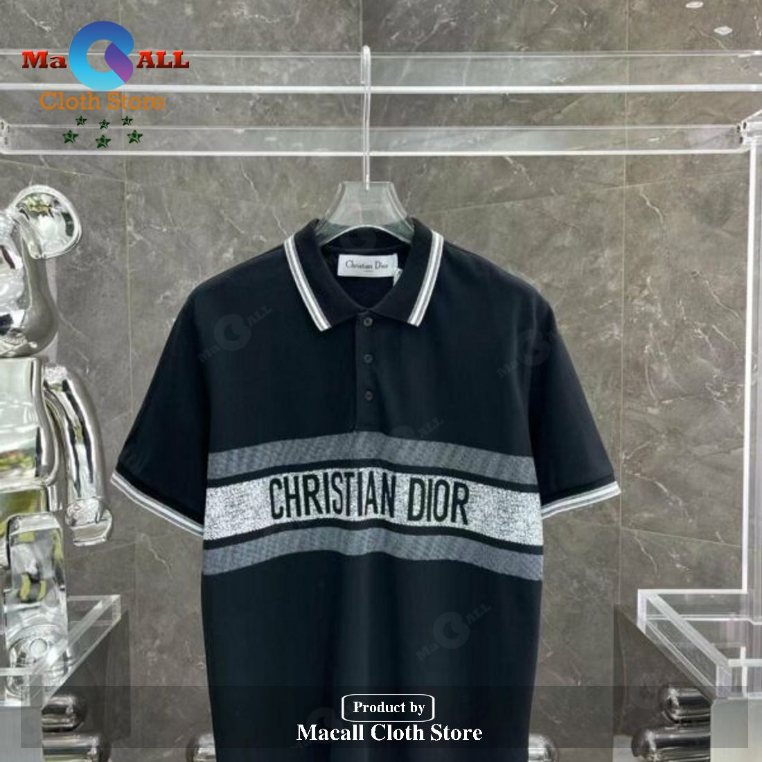 Christian Dior Vertical Text Effect Style For Men Black Dior Polo Shirt ...