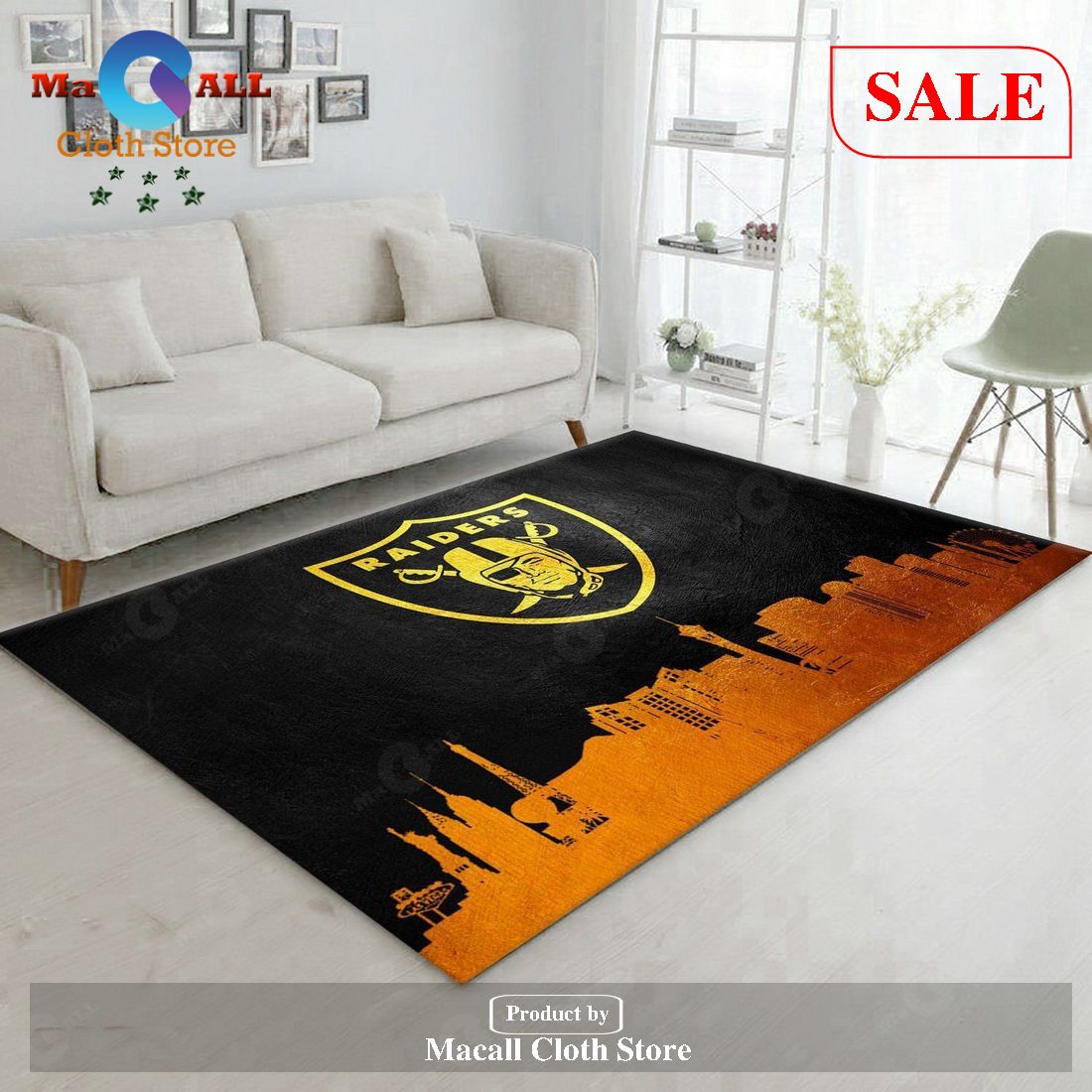 [SALE] Las Vegas Raiders Skyline NFL Team Logos Area Rug, Living Room ...