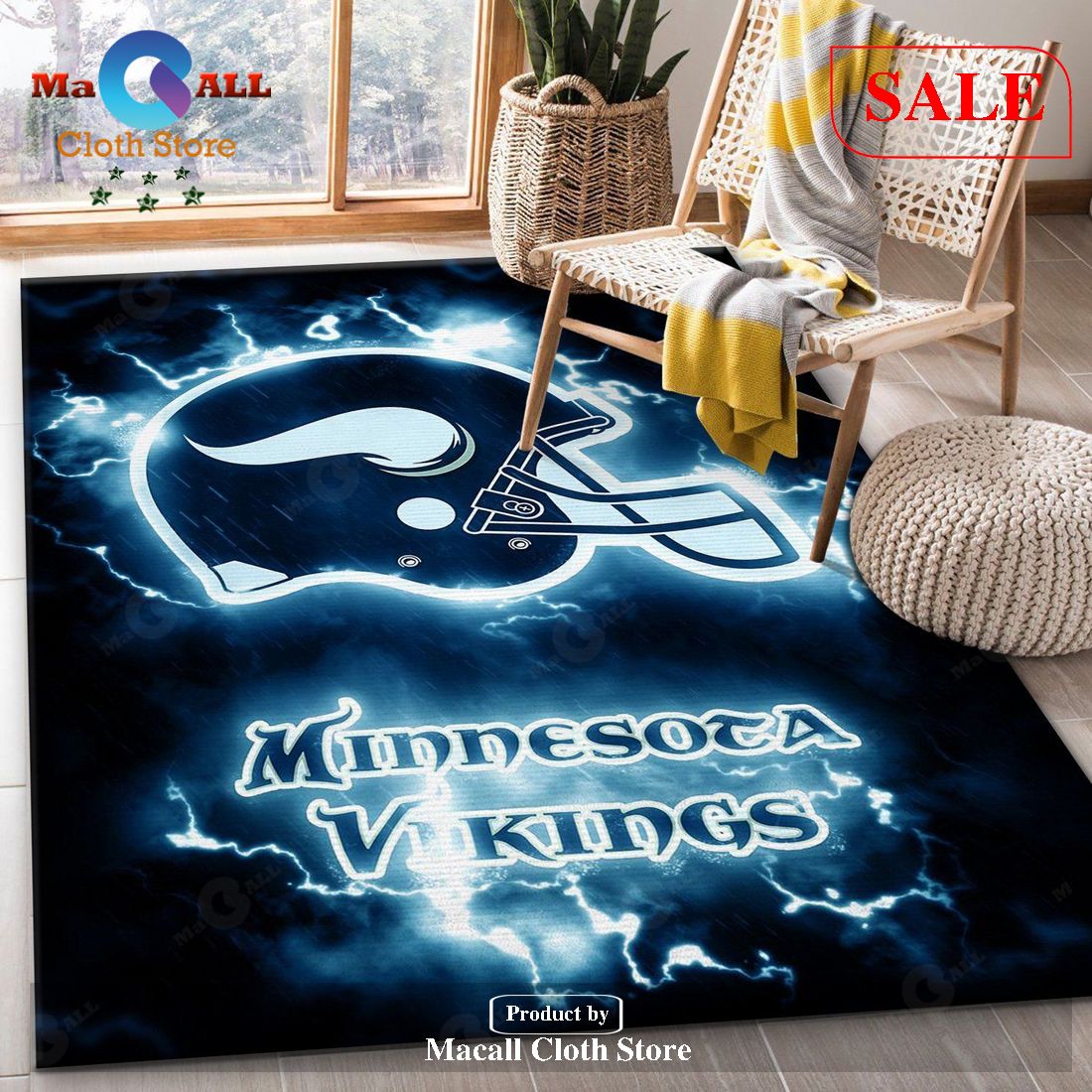 [SALE] Minnesota Vikings NFL Area Rug Bedroom Rug- Indoor Outdoor Rugs