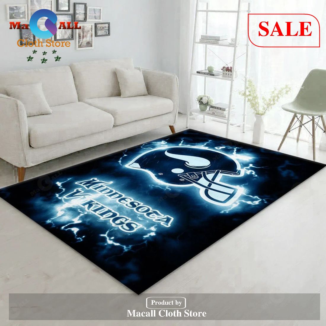 [SALE] Minnesota Vikings NFL Area Rug Bedroom Rug- Indoor Outdoor Rugs