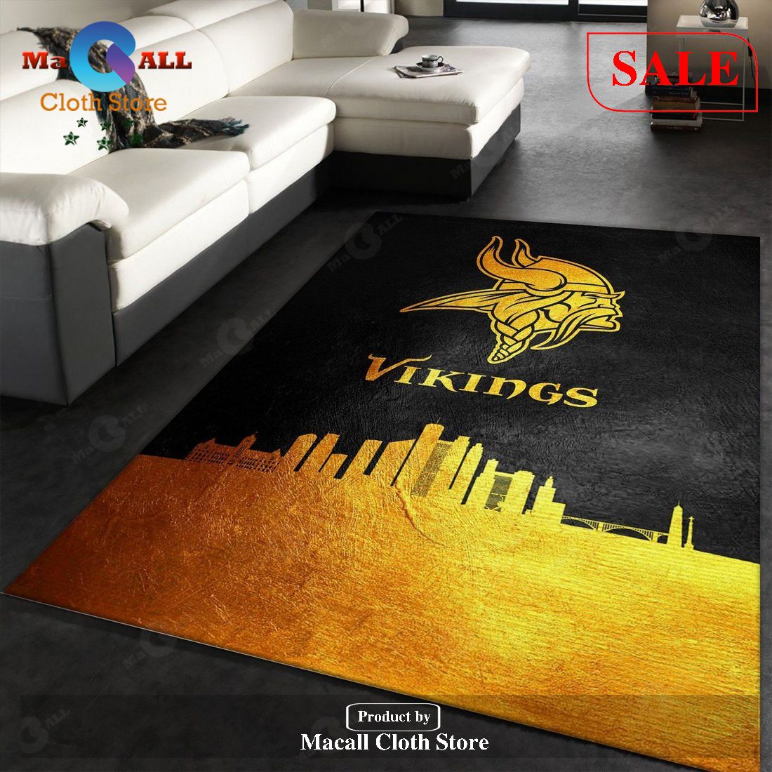 [SALE] Minnesota Vikings Skyline NFL Area Rug Carpet, Bedroom, US Gift Decor – Indoor Outdoor Rugs