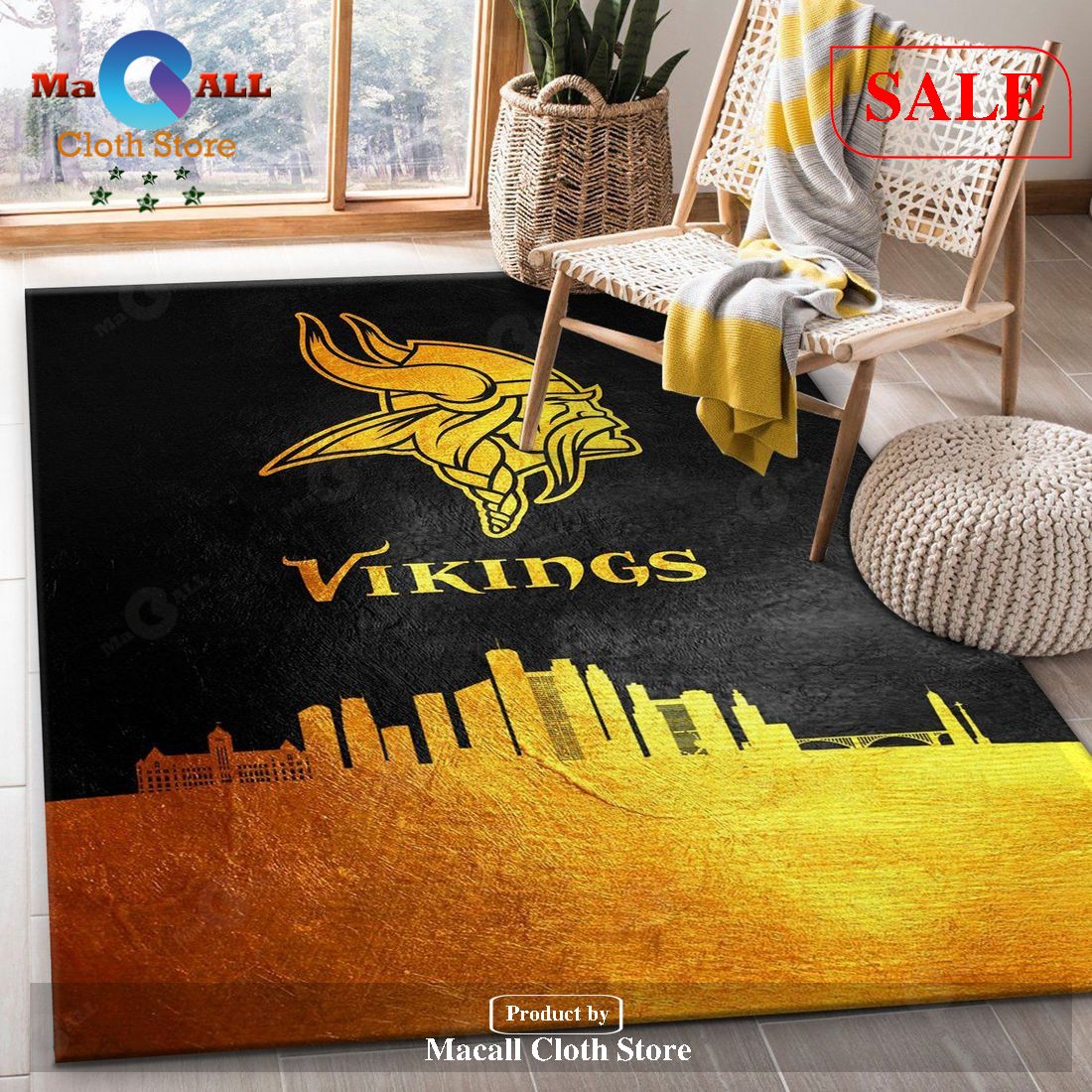 [SALE] Minnesota Vikings Skyline NFL Area Rug Carpet, Bedroom, US Gift Decor – Indoor Outdoor Rugs