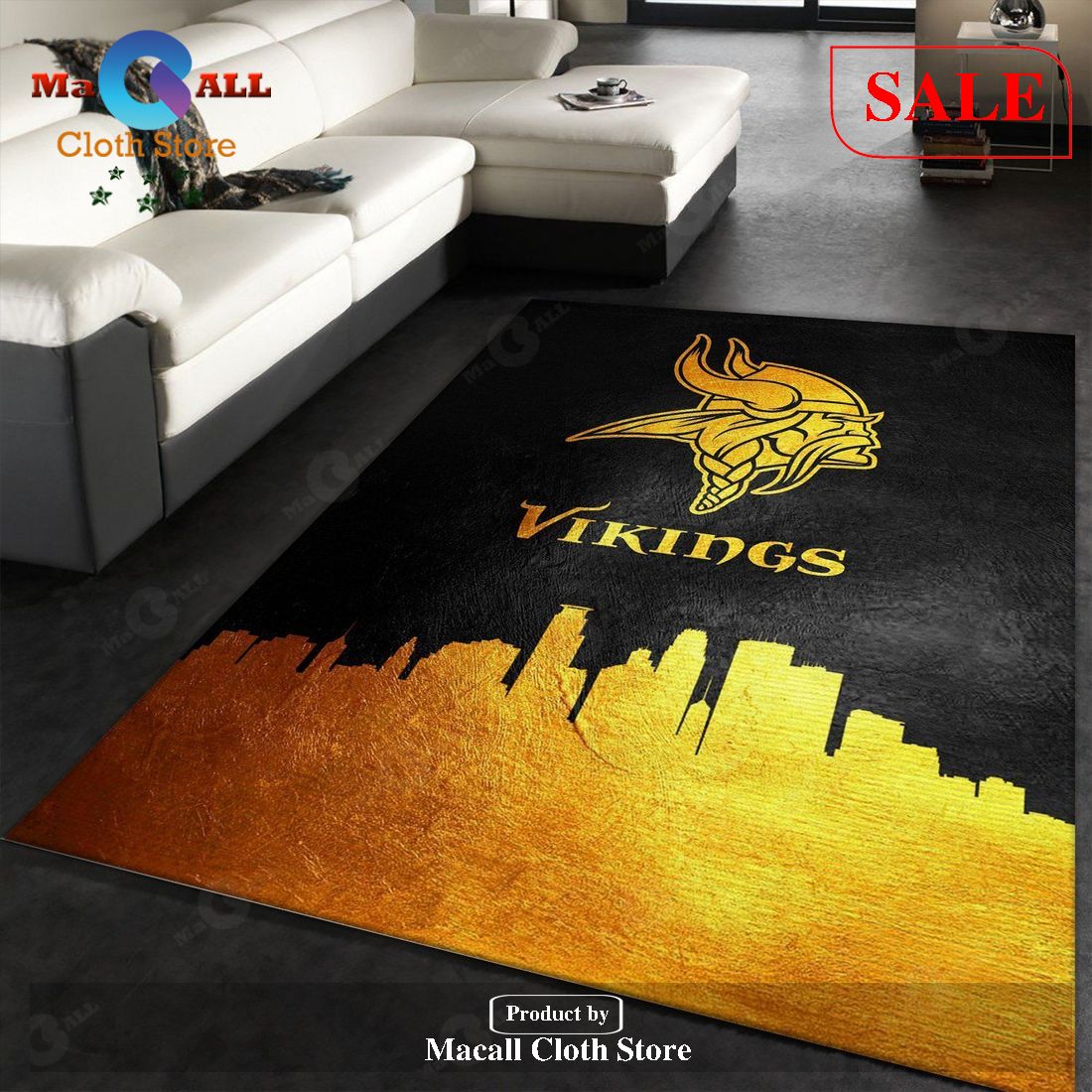[SALE] Minnesota Vikings Skyline NFL Area Rug Carpet, Kitchen Rug – Indoor Outdoor Rugs