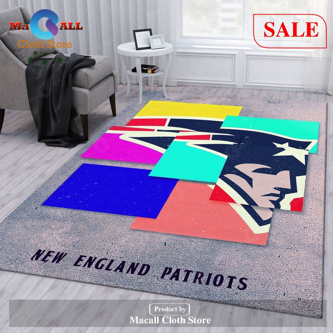 [SALE] New England Patriots NFL Rug Living Room Rug- Indoor Outdoor Rugs