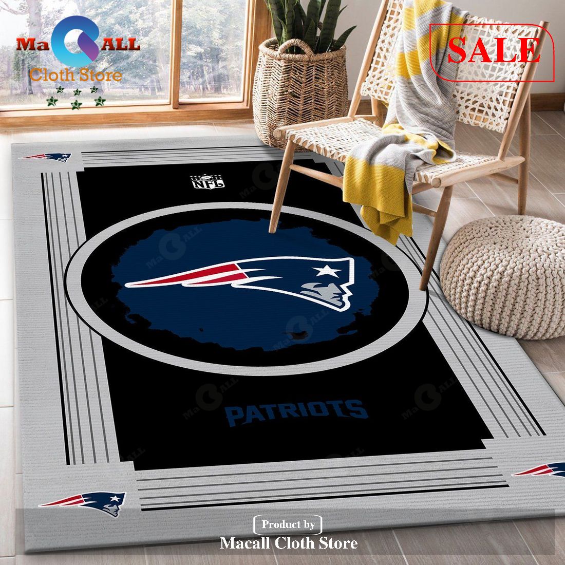 [SALE] New England Patriots NFL Team Logo Area Rugs Living Room Carpet Floor Decor The US Decor – Indoor Outdoor Rugs