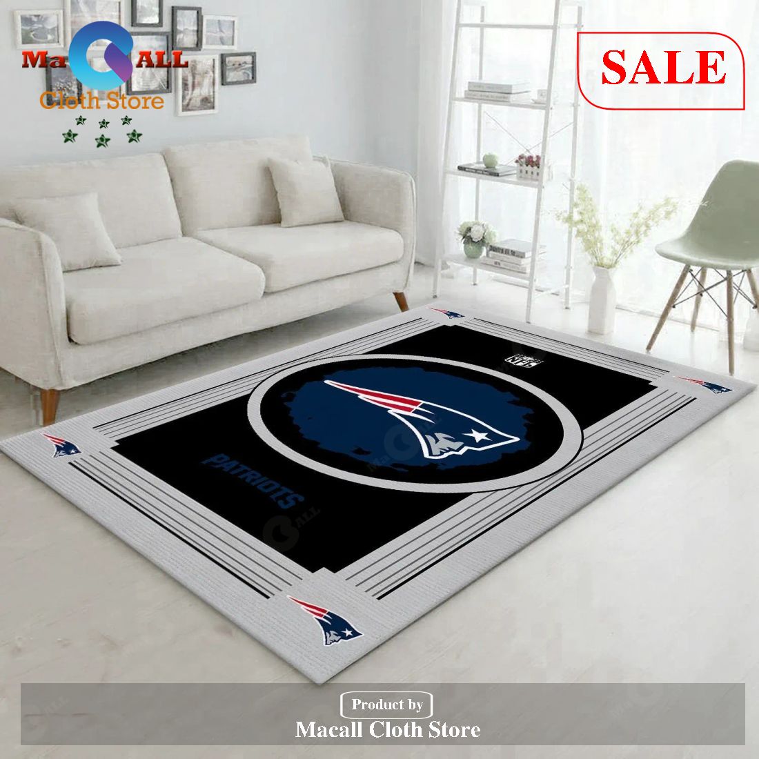 [SALE] New England Patriots NFL Team Logo Area Rugs Living Room Carpet Floor Decor The US Decor – Indoor Outdoor Rugs