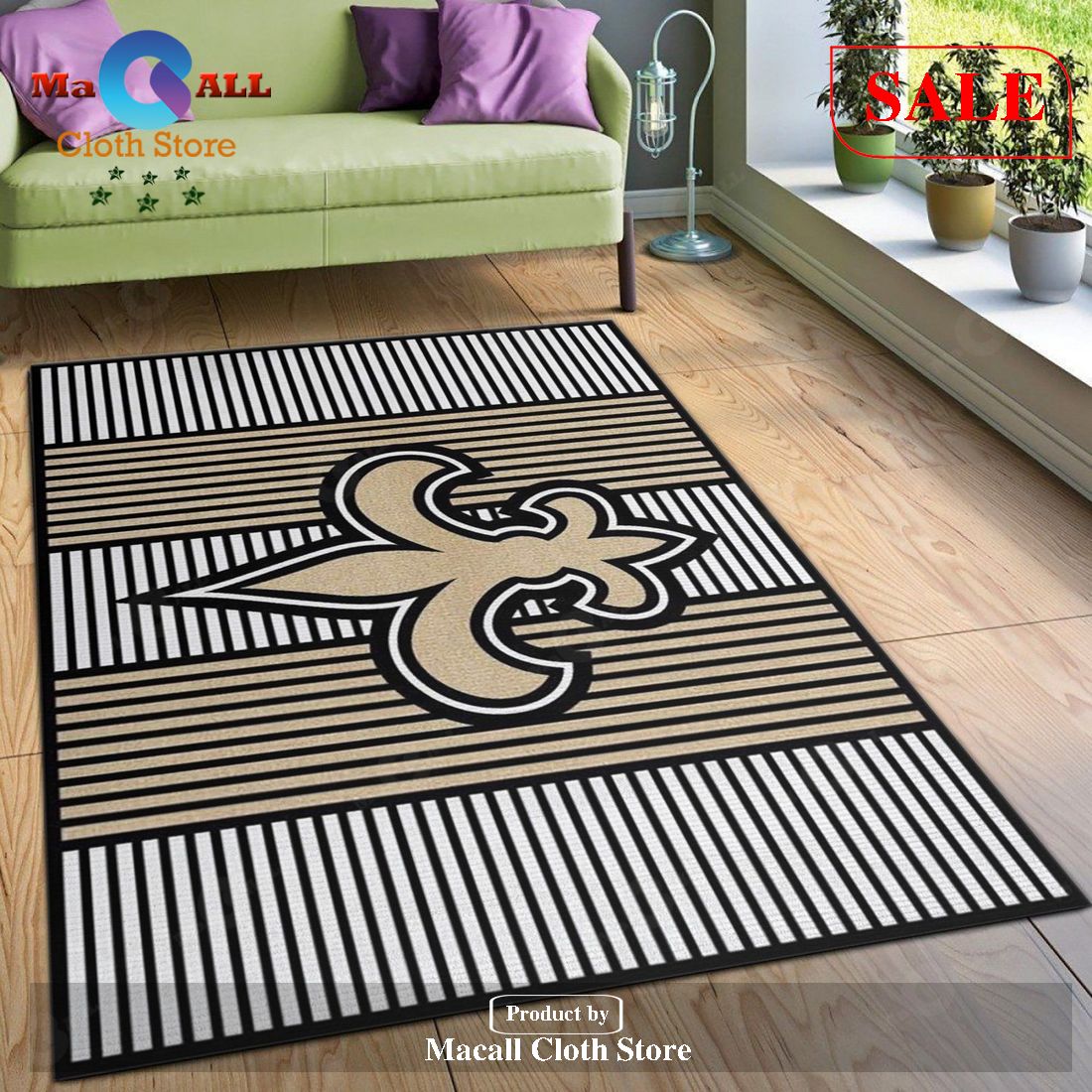 [SALE] New Orleans Saints Imperial Champion Rug NFL Area Rug Carpet, Living room and bedroom Rug, Christmas Gift – Indoor Outdoor Rugs