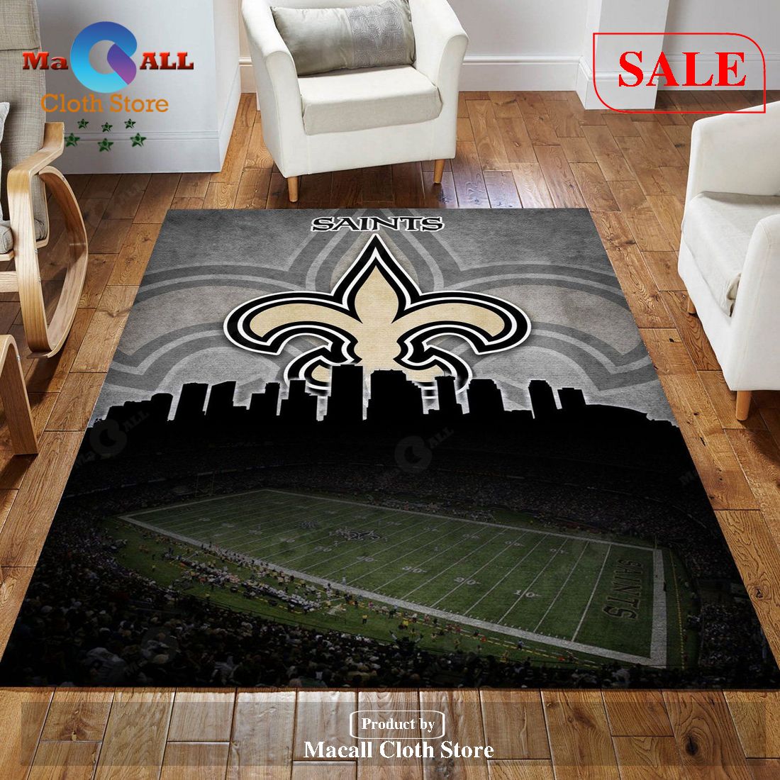 [SALE] New Orleans Saints NFL Area Rug Living Room Rug Home Decor Floor Decor – Indoor Outdoor Rugs