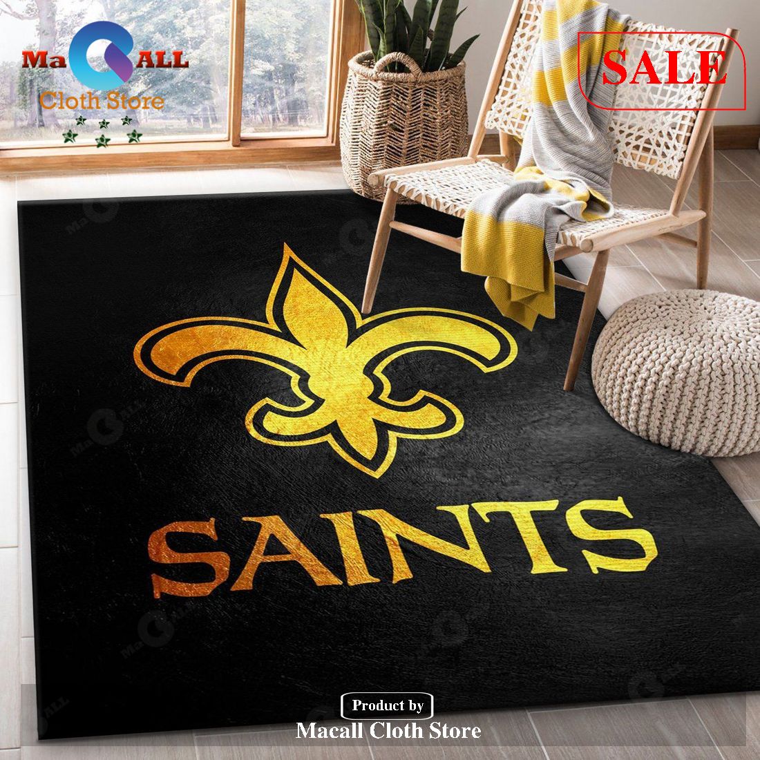 [SALE] New Orleans Saints NFL Area Rug, Living Room Rug – Indoor Outdoor Rugs